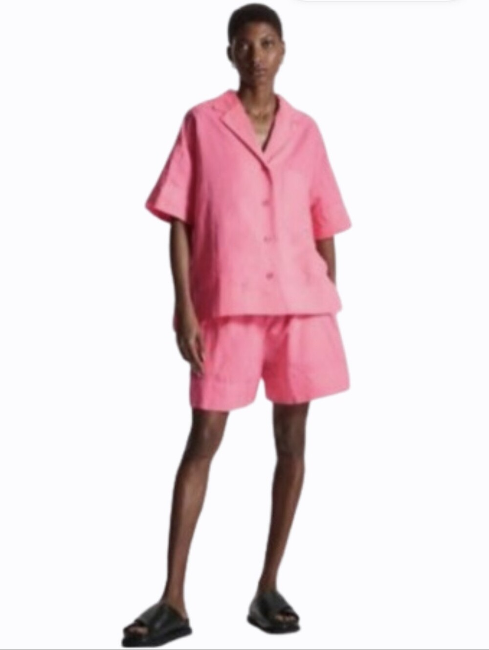 COS Metching Set OVERSIZED Linen Blend Shirt &‎ Matching Shorts Size Small Pink